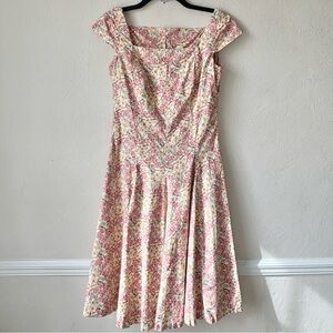 Vintage Handmade Floral Print Fit & Flare Dress